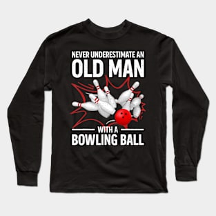 Cute Bowling Women Men Grandpa Bowler Team Bowlin Lane Spare Long Sleeve T-Shirt